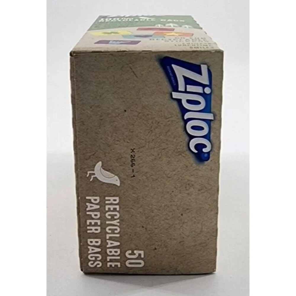 NEW Ziploc Recyclable Paper Bags + Resealable Stickers Fun Designs 50‎ Count